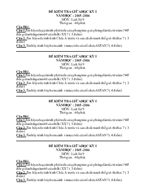Đề kiểm tra giữa học kỳ 1 năm học  2015 -2016 môn  lịch sử 9 thời gian  60 phút